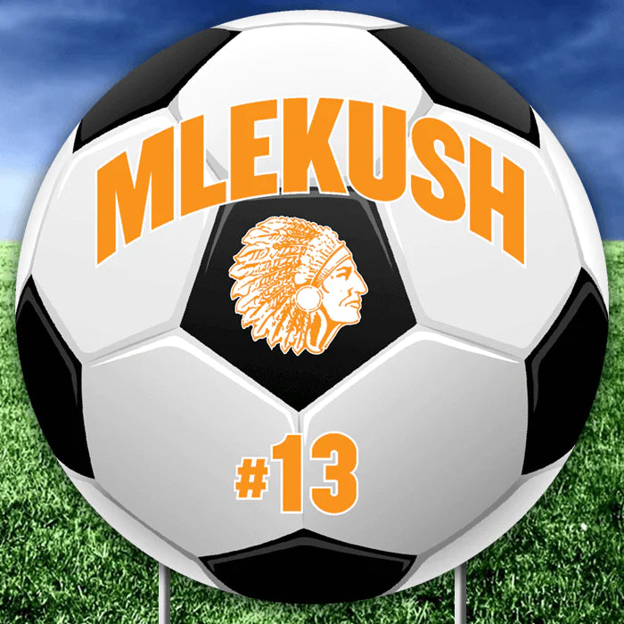 Custom 22" Soccer Ball Player Name, Number and Mascot Fence and Yard Signs